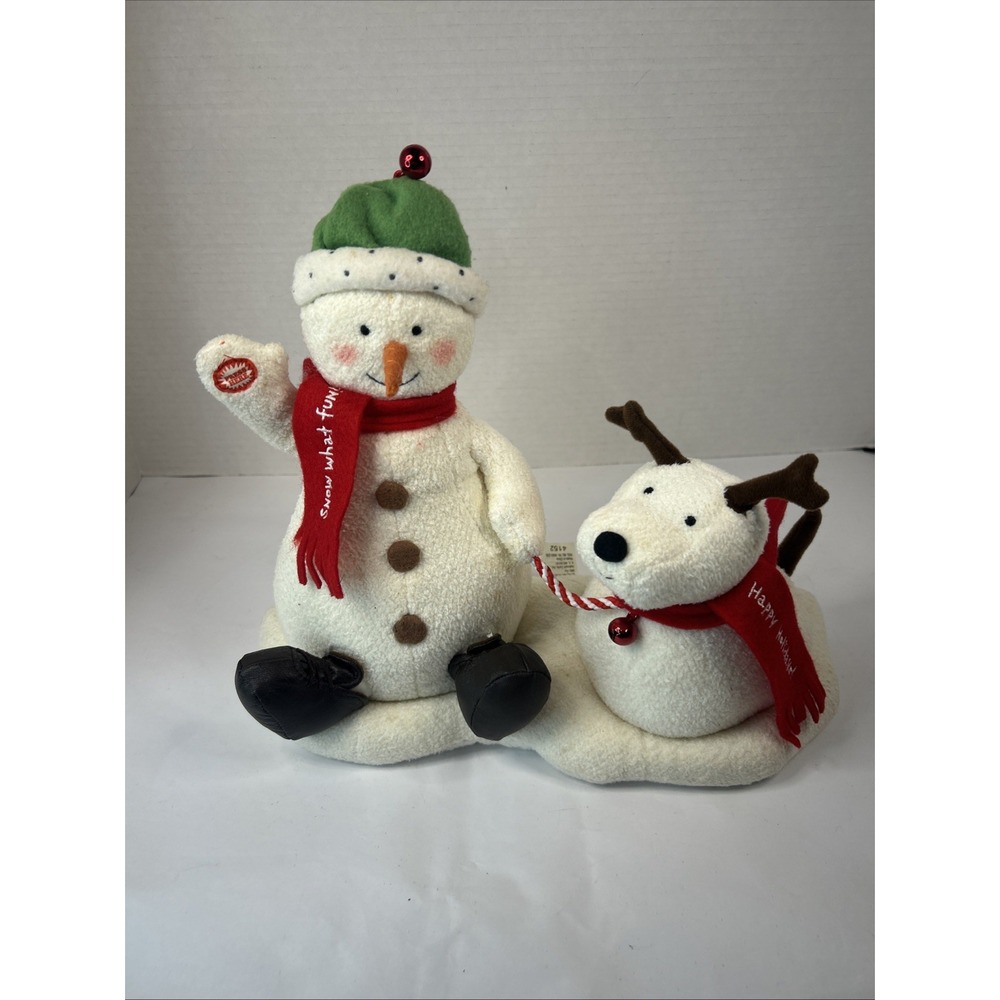 Hallmark Animated Singing Snowmen "Jingle Pals" 2004 Snowman & Dog Works Read